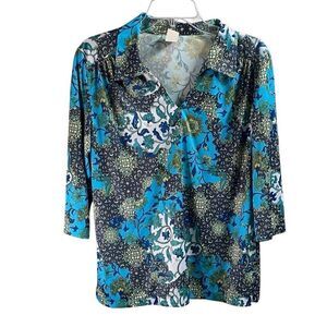 SARA MORGAN for HABAND Women’s Floral Blouse Size Medium Cottage Core